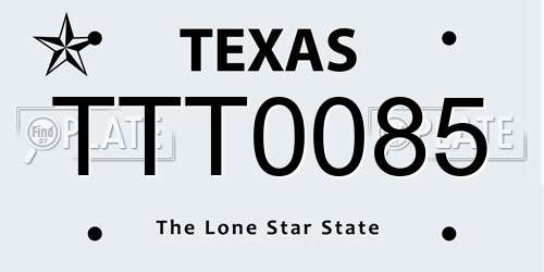 TTT0085 Texas License Plate
