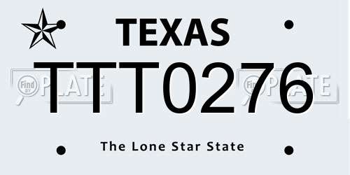 TTT0276 Texas License Plate
