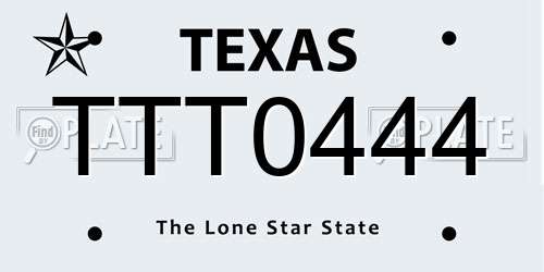 TTT0444 Texas License Plate