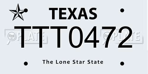 TTT0472 Texas License Plate