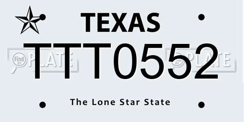 TTT0552 Texas License Plate