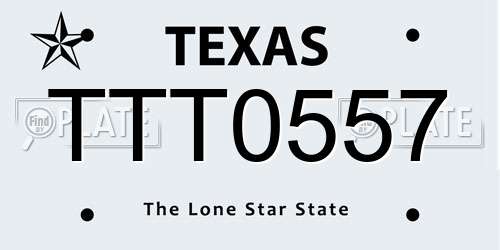 TTT0557 Texas License Plate
