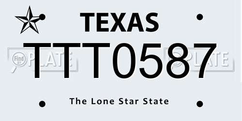 TTT0587 Texas License Plate