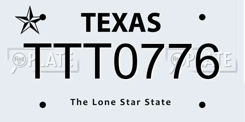 TTT0776 Texas License Plate