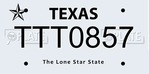 TTT0857 Texas License Plate