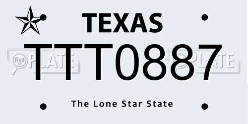 TTT0887 Texas License Plate