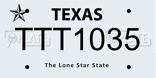 TTT1035 Texas License Plate