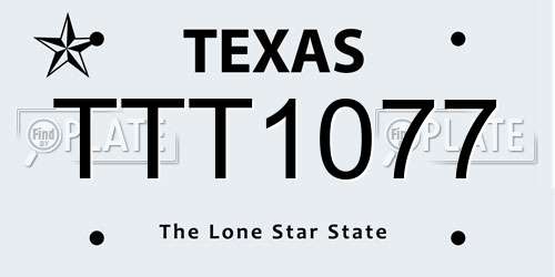 TTT1077 Texas License Plate