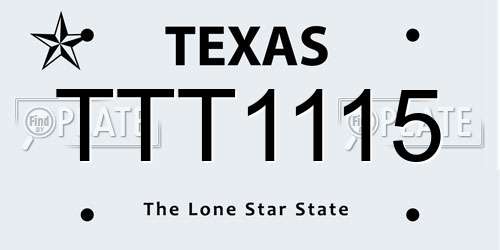 TTT1115 Texas License Plate