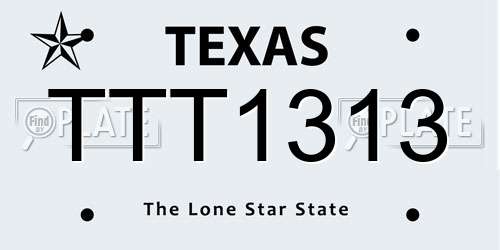 TTT1313 Texas License Plate