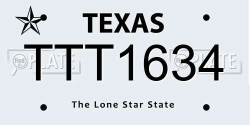 TTT1634 Texas License Plate