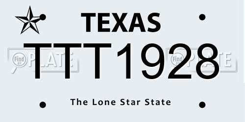 TTT1928 Texas License Plate