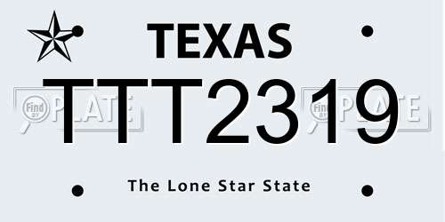 TTT2319 Texas License Plate
