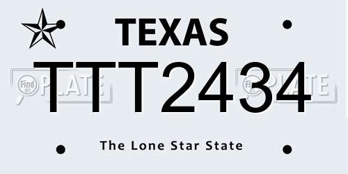 TTT2434 Texas License Plate