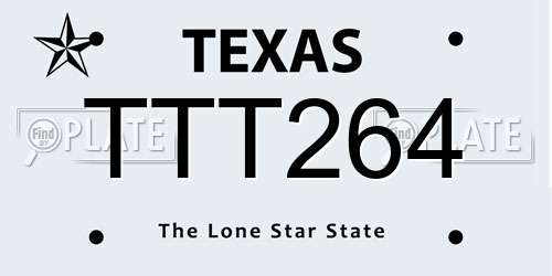 TTT264 Texas License Plate