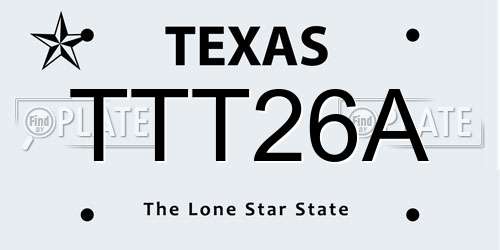 TTT26A Texas License Plate