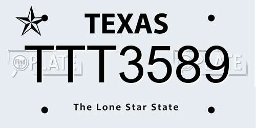 TTT3589 Texas License Plate