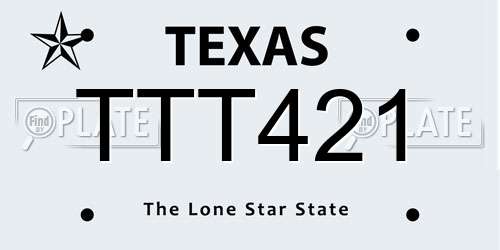 TTT421 Texas License Plate