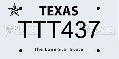 TTT437 Texas License Plate