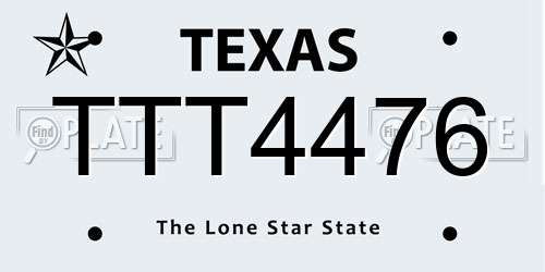TTT4476 Texas License Plate