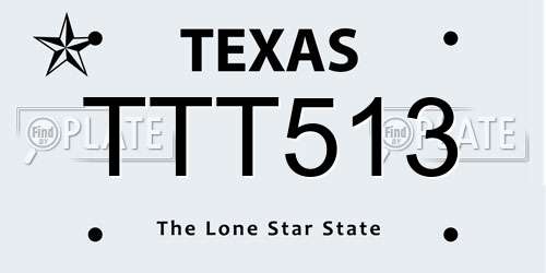 TTT513 Texas License Plate