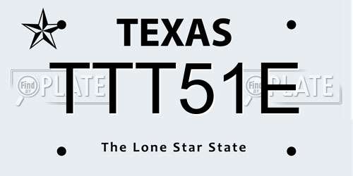 TTT51E Texas License Plate
