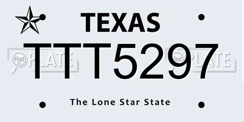 TTT5297 Texas License Plate