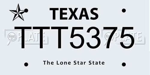 TTT5375 Texas License Plate
