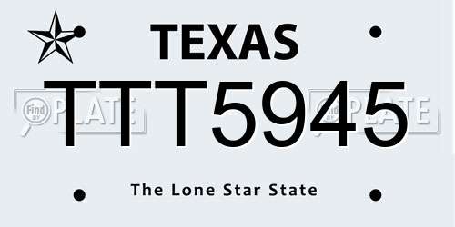 TTT5945 Texas License Plate