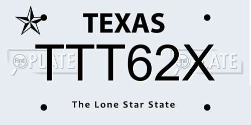 TTT62X Texas License Plate