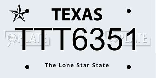 TTT6351 Texas License Plate