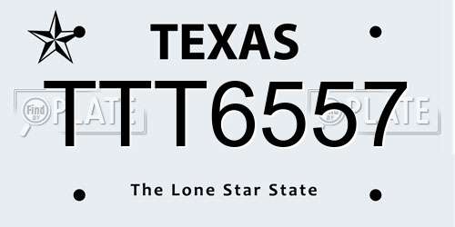 TTT6557 Texas License Plate