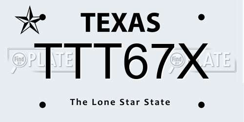 TTT67X Texas License Plate
