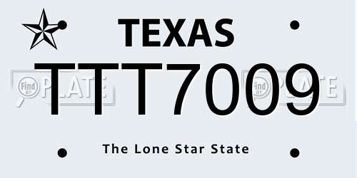 TTT7009 Texas License Plate