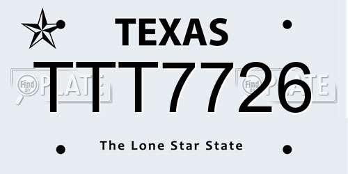 TTT7726 Texas License Plate