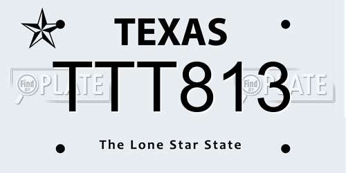 TTT813 Texas License Plate