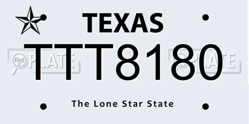 TTT8180 Texas License Plate