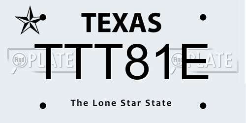 TTT81E Texas License Plate