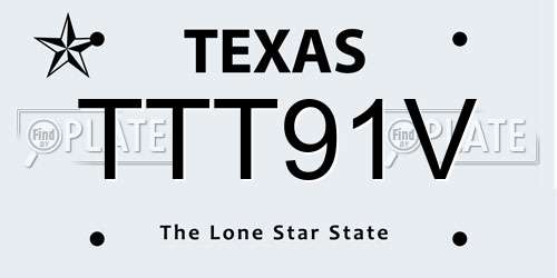 TTT91V Texas License Plate