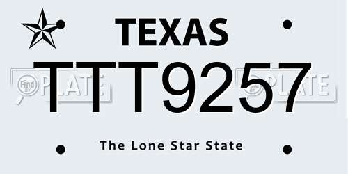 TTT9257 Texas License Plate