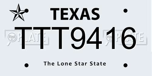 TTT9416 Texas License Plate