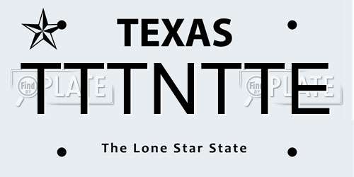 TTTNTTE Texas License Plate