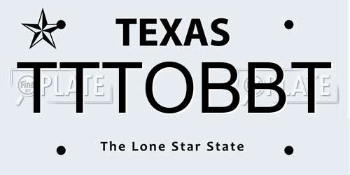 TTTOBBT Texas License Plate