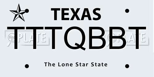 TTTQBBT Texas License Plate