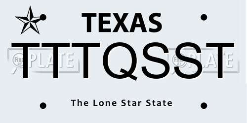TTTQSST Texas License Plate