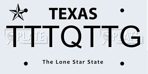 TTTQTTG Texas License Plate