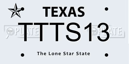 TTTS13 Texas License Plate