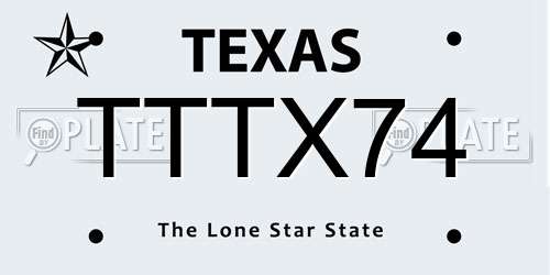 TTTX74 Texas License Plate