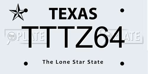 TTTZ64 Texas License Plate