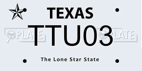 TTU03 Texas License Plate